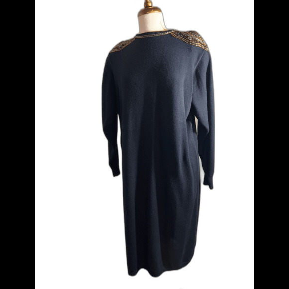 Lady Darian Dresses & Skirts - Lady Darian Sweater Dress Size XXL Vintage 90's Maximalist Black Sweater Dress